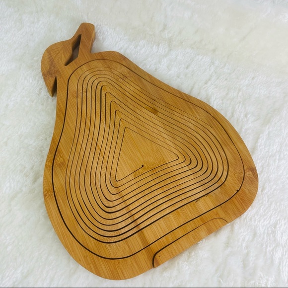 Modern Pear Shaped accordion collapsible Wooden Fruit Basket - Picture 4 of 6